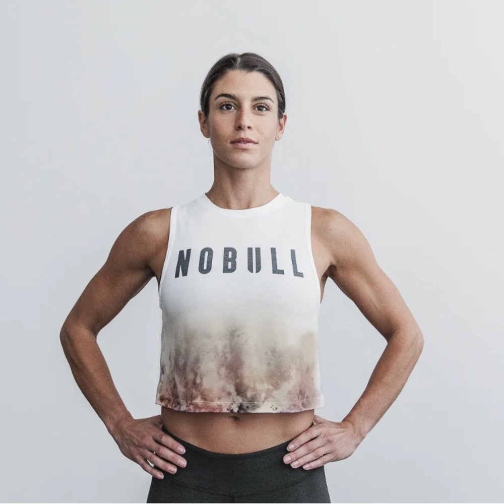 EUC Nobull dip dye tank xs white and toffee